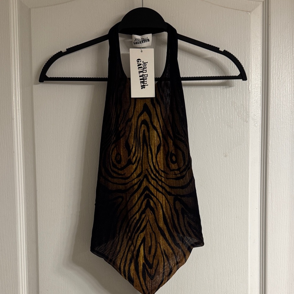 Jean Paul Gaultier Black and Gold Swirl Tank Top